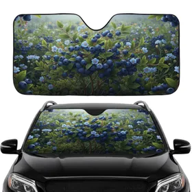 Blueberry Plants Ripe Blue Berries Delicate Flowers Lush Foliage - Nature Lover Gift Car Sunshade