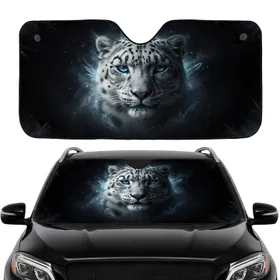 Majestic Snow Leopard Blue Eyes Icy Frost - Wildlife Lover Gift Car Sunshade
