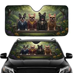 Cheerful French Bulldogs Suits Sunglasses Garden Bench - Animal Lover Auto Decor Gift Car Sunshade
