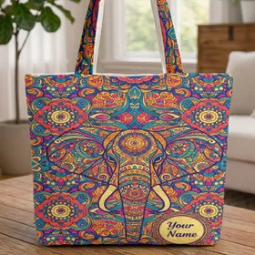 Majestic Elephant Mandala Paisley Psychedelic Bohemian Spiritual Gift Quilted Tote Bag