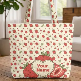 Strawberries Heart Everyday Carry Gift Cute Strawberry Lovers Quilted Tote Bag