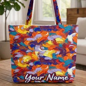 Vibrant Hand-lettered Brush Script Dense Impasto Swirls - Painterly Art Lover Gift Quilted Tote Bag