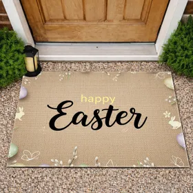 Happy Easter Eggs Bunnies - Spring Holiday Home Decor Doormat