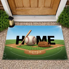 Detailed Realistic Baseball HOME Letter O Field Bat Glove - Sports Lover Decor Gift Doormat