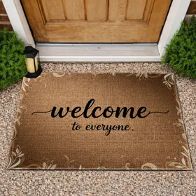 Welcome Script Organic Texture Calligraphy - Home Entryway Decor Doormat