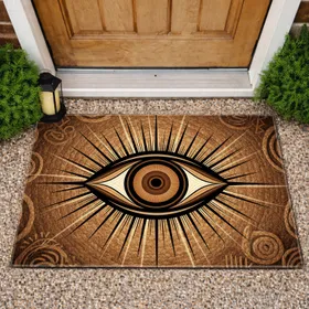All-Seeing Evil Eye Natural Fiber Weave Home Decor Protection Gift for Boho Lifestyle Doormat