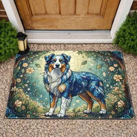 Gemstone Australian Shepherd Enchanted Garden Flora - Dog Lover Gift Doormat