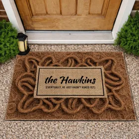 Custom Name Rustic Burlap - Farmhouse Home Decor Gift for Couples Doormat