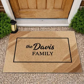 Custom Name Script Woven Black Border Entryway Home Decor Gift Doormat