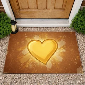 Prominent Expressive Yellow Heart Golden Glow - Home Decor Gift Doormat