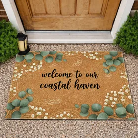 Welcome to Our Coastal Haven Eucalyptus Baby's Breath - Coastal Home Decor Doormat