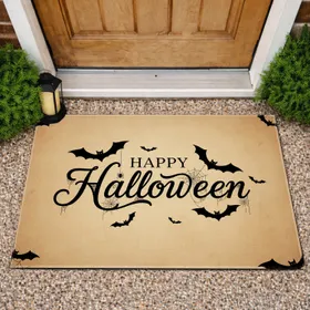 Happy Halloween Bats Spiderweb Spider - Halloween Holiday Decoration Doormat