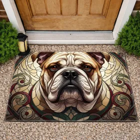 Majestic English Bulldog Stained Glass - Home Decor Gift for Dog Lovers Doormat