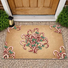 Candy Canes Layered Array Christmas Holiday Outdoor Lawn Garden Welcome Decor Gift Doormat