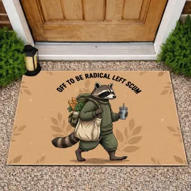 Raccoon Radical Left Scum Activist Statement Gift for Political Advocates Doormat