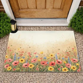 Expansive Blooming Wildflower Field Meadow Natural Landscape - Garden Decor Gift Doormat