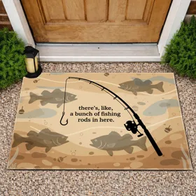 Fishing Rod 'Bunch of Fishing Rods' Quote Fish Lake - Fishing Lover Gift for Anglers Doormat