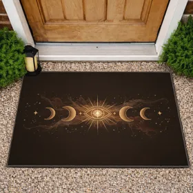 Cosmic All-Seeing Eye Moon Phases Stars - Mystical Home Decor Gift Doormat