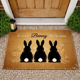 Every Bunny Welcome Black Bunnies - Spring Home Decor Doormat