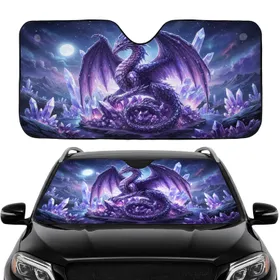 Sapphire Crystal Dragon Amethyst Geode Night Sky - Fantasy Lover Gift Car Sunshade