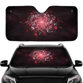 Vortex Musical Notes Red Hearts Calligraphy - Car Decor Gift for Music Lover Car Sunshade
