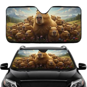 Capybaras Wildflower Hills Joyous Gathering - Wildlife Lover Gift Car Sunshade