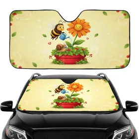 Bee Snail Daisy Watering Can Planter Red Berry - Car Decor Gift for Garden Lover Car Sunshade