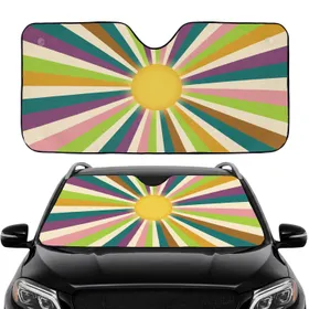 Radiant Yellow Sun Starburst Rays - Boho Car Decor Gift for Boho Lover Car Sunshade