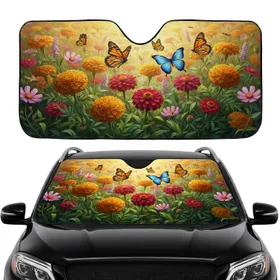 Monarch Blue Butterfly Wildflowers Field - Outdoor Lifestyle Gift Car Sunshade