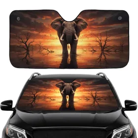 Magnificent African Elephant Still Water Sunset - Safari Wildlife Lover Gift Car Sunshade