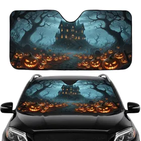 Gothic Haunted Mansion Jack-O-Lanterns - Halloween Decor Horror Fan Gift Car Sunshade