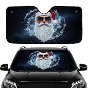 Contemporary Santa Claus Aviator Sunglasses Frost Snowflakes Winter Christmas Gift Car Sunshade