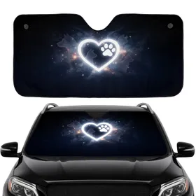 Luminous White Heart Dog Paw Pet Silhouettes - Loving Animal Companion Gift Car Sunshade