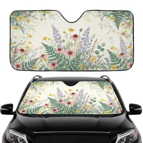 Lush Floral Wildflower Meadow Botanical Scene - Nature Inspired Car Decor Gift Car Sunshade