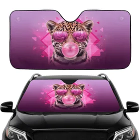 Feline Jaguar Cub Pink Sunglasses Bubblegum Light Rays Mist Particles - Wildlife Lover Gift Car Sunshade