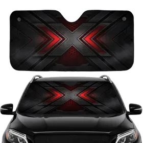 Industrial Metallic X Symbol Glowing Chevron - Futuristic Car Interior Accessory Gift Car Sunshade