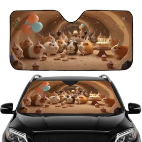 Guinea Pigs Birthday Party Cupcakes - Party Celebration Gift for Pet Lover Car Sunshade