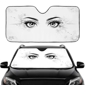 Anime Manga Eyes Thick Eyelash Brows Light Rays Atmospheric Wisps Cloud Textures - Anime Fan Gift Car Sunshade