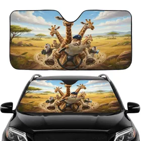 Giraffe Gopher Safari Animals Adventure Journey - Wildlife Lover Travel Gift Car Sunshade
