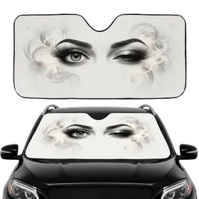 Winking Eye Long Voluminous Eyelashes Arched Brows - Beauty Lover Gift Car Sunshade