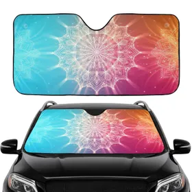 Ornate Geometric Mandala Floral Starburst - Boho Lifestyle Yoga Lover Gift Car Sunshade