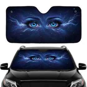 Enchanting Blue Eyes Cosmic Nebula - Ethereal Stargazer Gift Car Sunshade