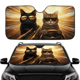 Cats Sunglasses Golden Light Adventure Road Trip - Cat Lover Travel Gift Car Sunshade