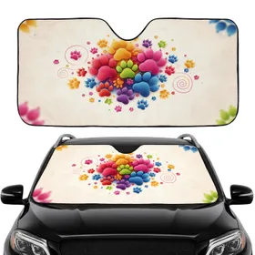 Diverse Colorful Animal Paw Prints - Pet Lover Daily Travel Gift Car Sunshade