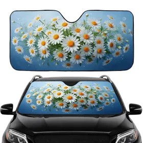 Lush Daisy Blooms Azure Sky - Flower Lover Car Decor Gift Car Sunshade