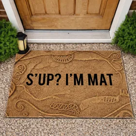 Bold 'S'UP? I'M MAT' Text Funny Everyday Home Decor Gift Doormat