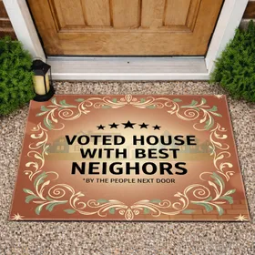Voted House Best Neighbors Rating Stars - Neighborly Home Decor Gift Doormat