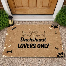 Dachshund LOVERS ONLY Text Dog Silhouettes - Outdoor Home Decor Gift Doormat