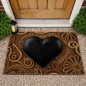 Black Heart - Rustic Home Decor Everyday Accents Doormat