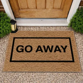 Go Away Message Black Border - Yard Entryway Decor Doormat